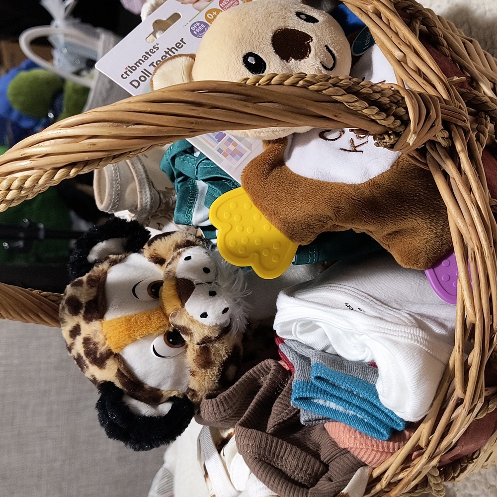 Baby Unisex Neutral Woven Basket. Great Shower Gift!  Chock Full - Read On